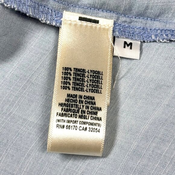 Anthropologie Cloth & Stone Blue Chambray Buttondown Shirt Sz M Lagenlook - Picture 12 of 13